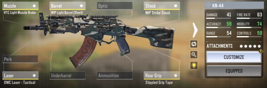 KN-44 Gunsmith Loadout and Attachments