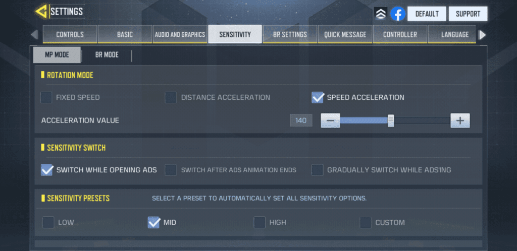 Best COD Mobile Sensitivity Settings - MP Mode