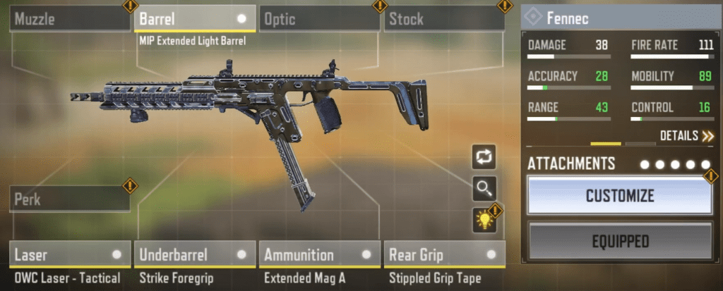 Fennec gunsmith Loadout and Attachments