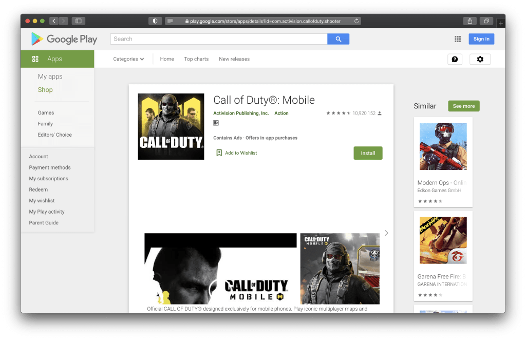 Call of Duty: Mobile Global on Play Store