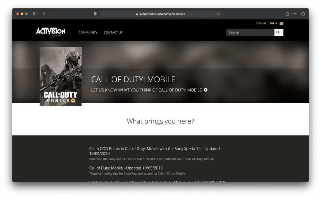 Activision Support for COD Mobile