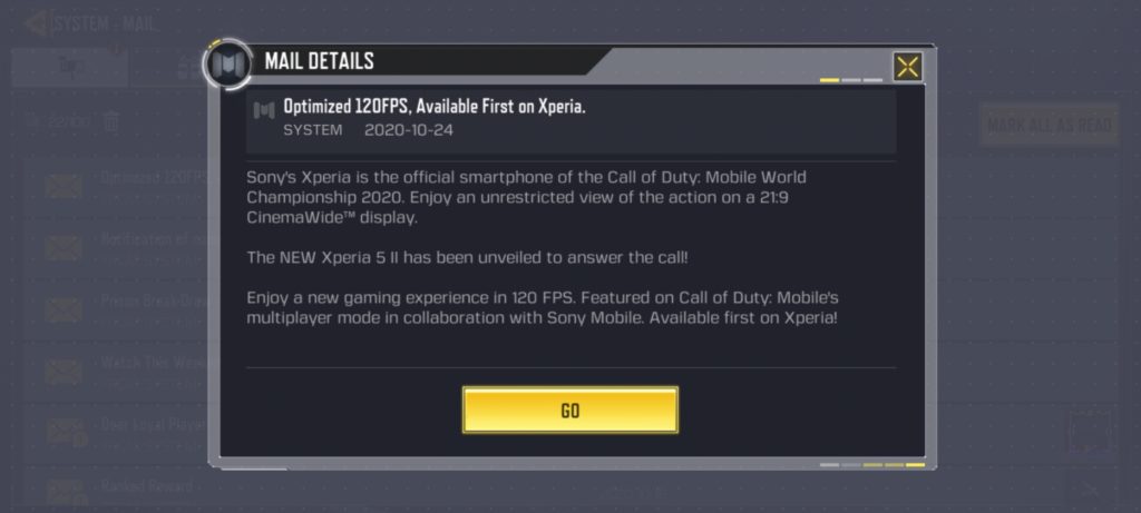 Sony Xperia 5 II supports 120 FPS in COD Mobile