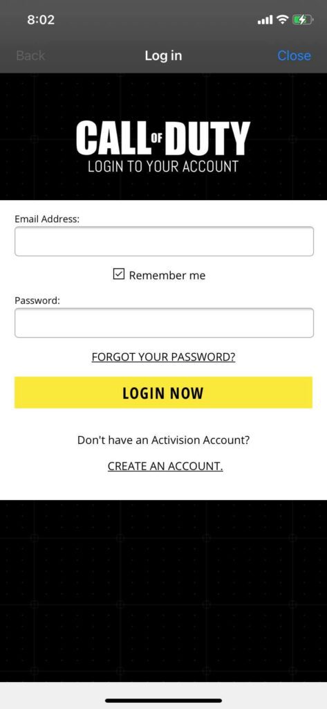 Create Activision account in Call of Duty: Mobile