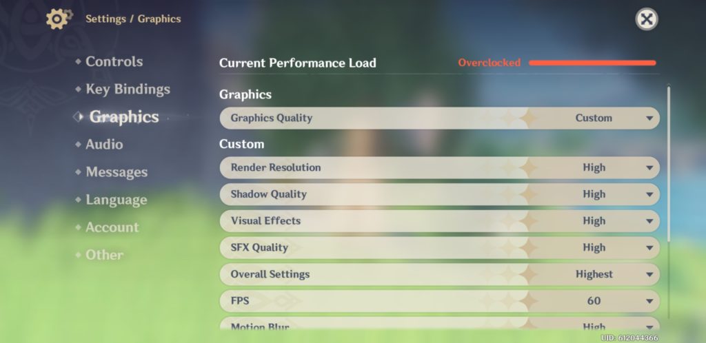 Genshin Impact Graphics Settings Maximum 1 2