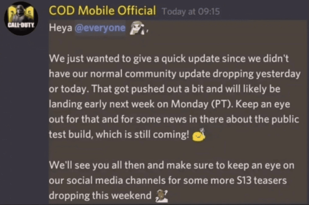 cod mobile test server season 13