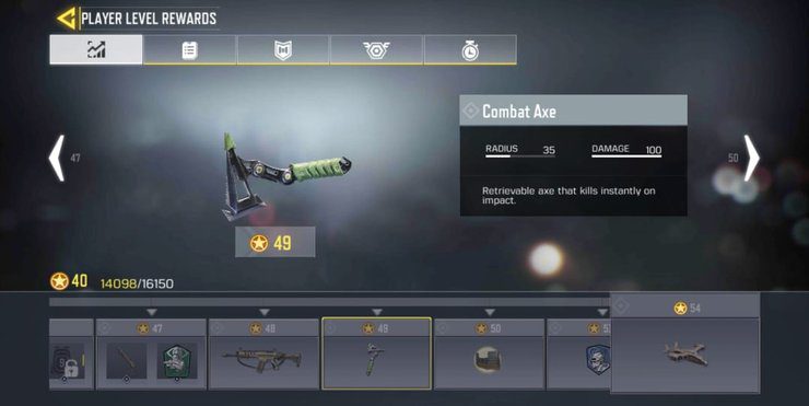 Combat Axe will unlock at level 49 of COD Mobile