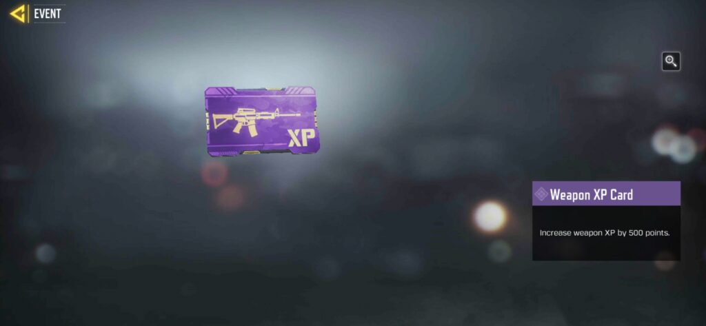 Purple weapon XP card