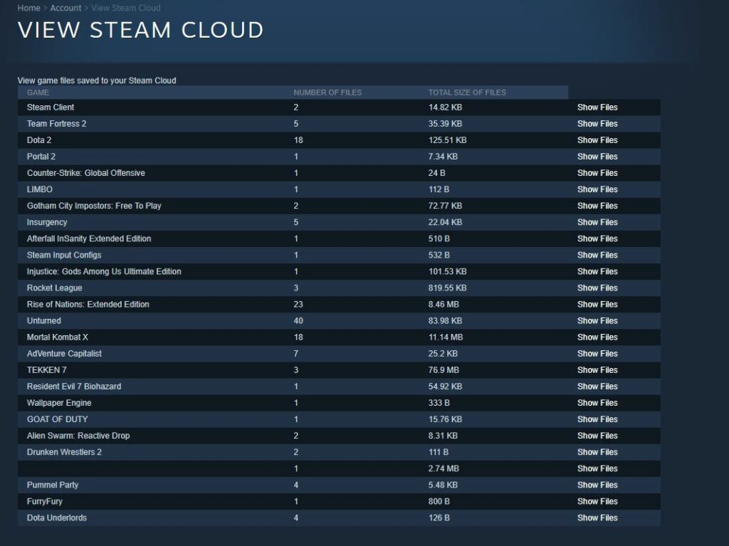 viewing steam cloud game files