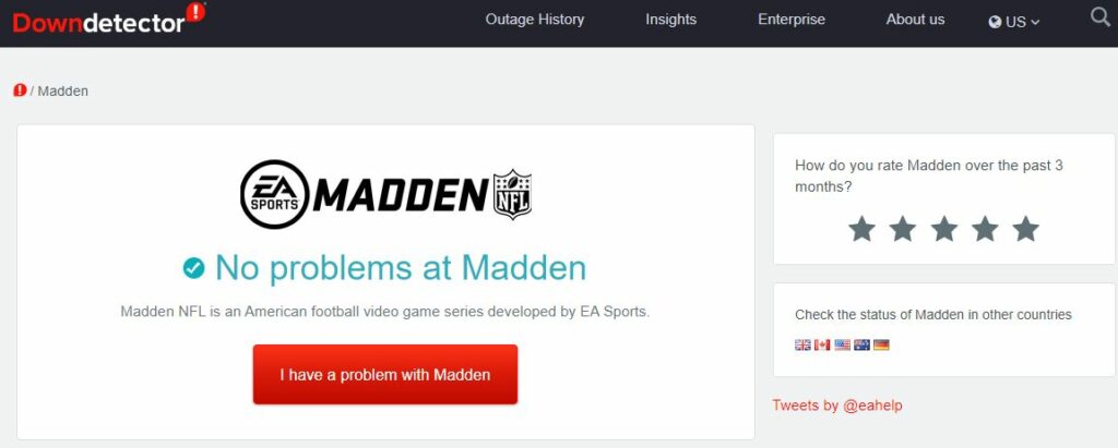 madden 21 server check down detector