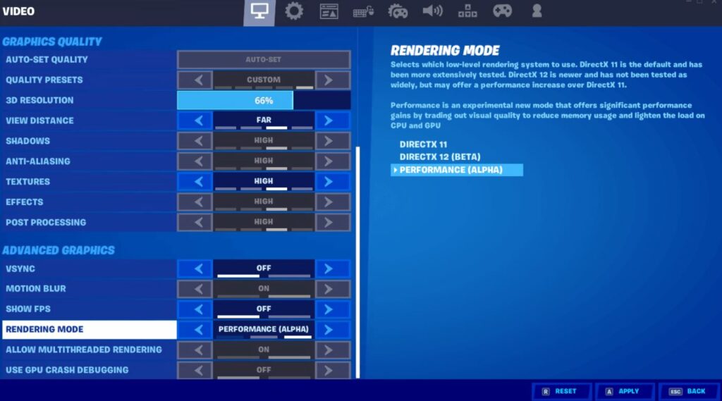Fortnite High Performance Mode (Low-End Systems) - Graphics Settings