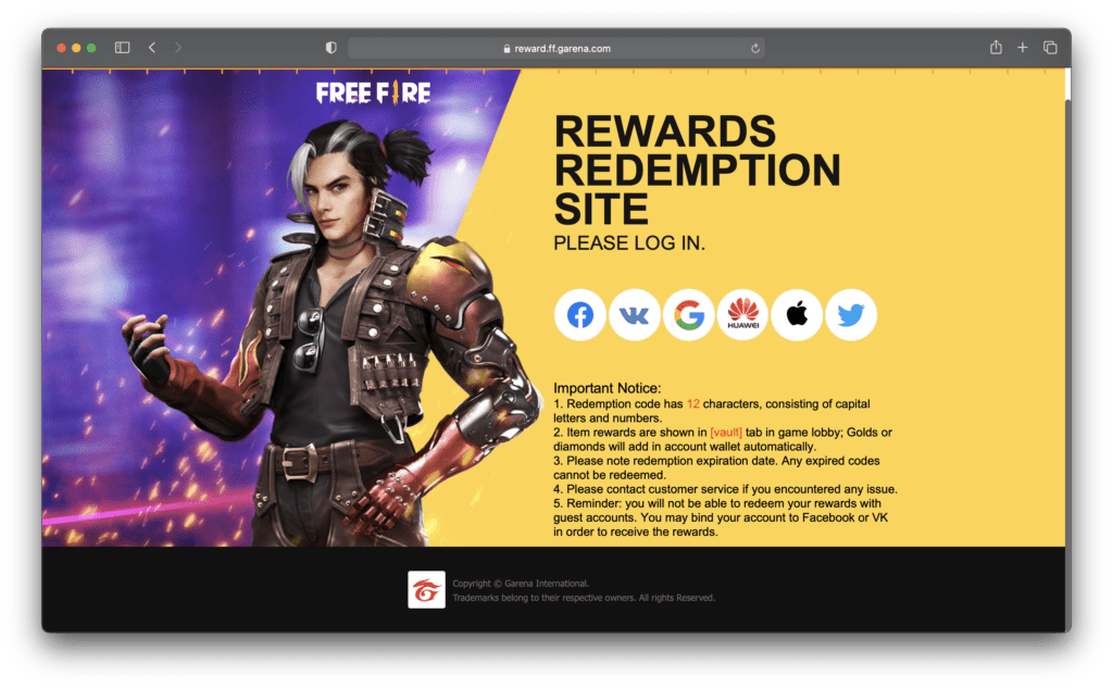 Free Fire - How to Redeem Codes