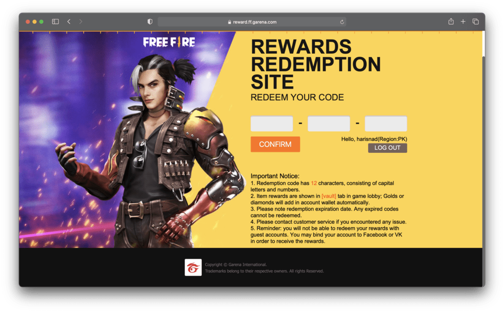 Free Fire - How to Redeem Codes