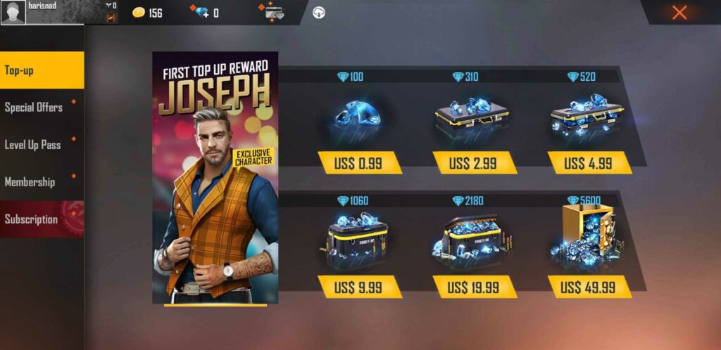 Free Fire Diamonds Top Up Center