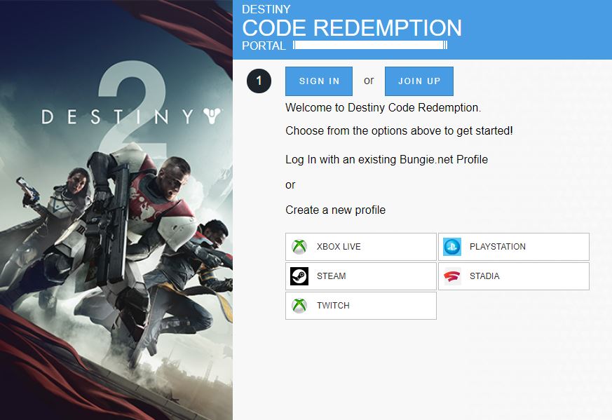 destiny 2 code redemption site