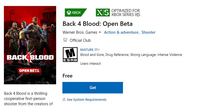 back 4 blood open beta xbox