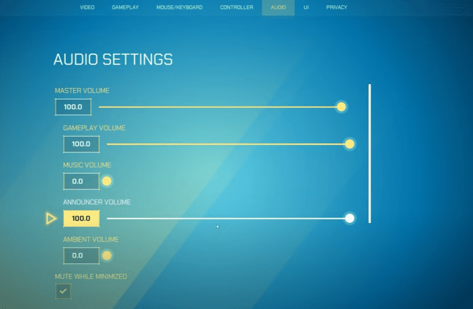 Splitgate Audio settings