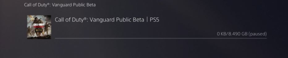 vanguard PlayStation 5 beta game size