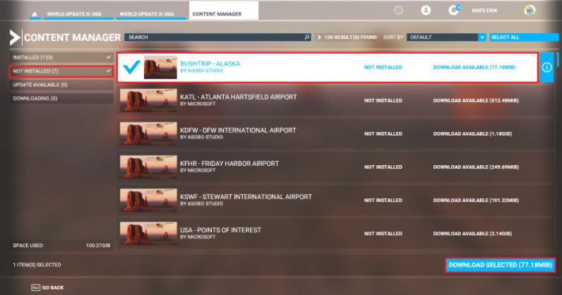 Flight Simulator download content