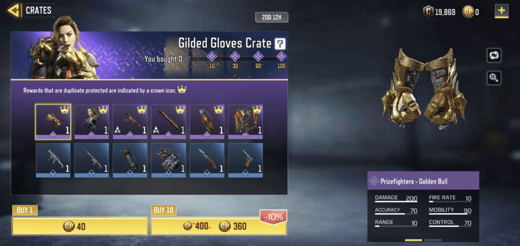 Gilded Gloves Crate - Call of Duty: Mobile