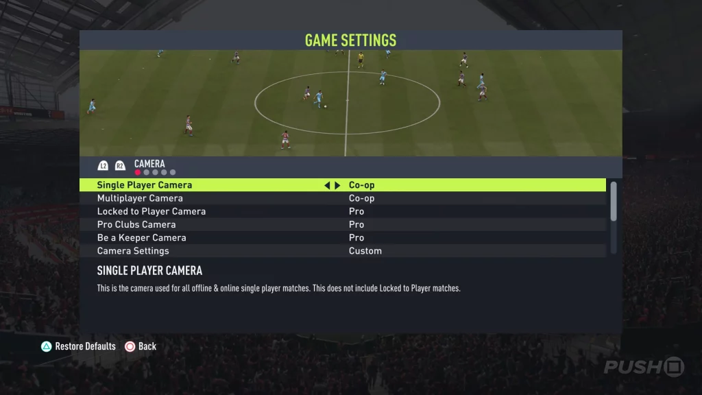 FIFA 22 camera settings
