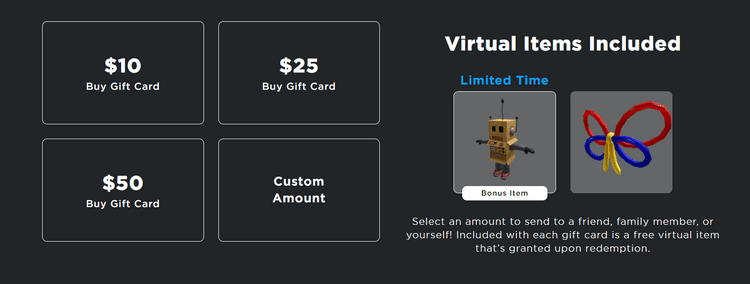 Roblox gift card