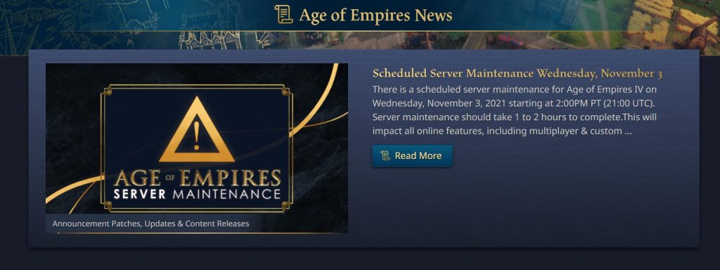 Age of Empires 4 Server Status
