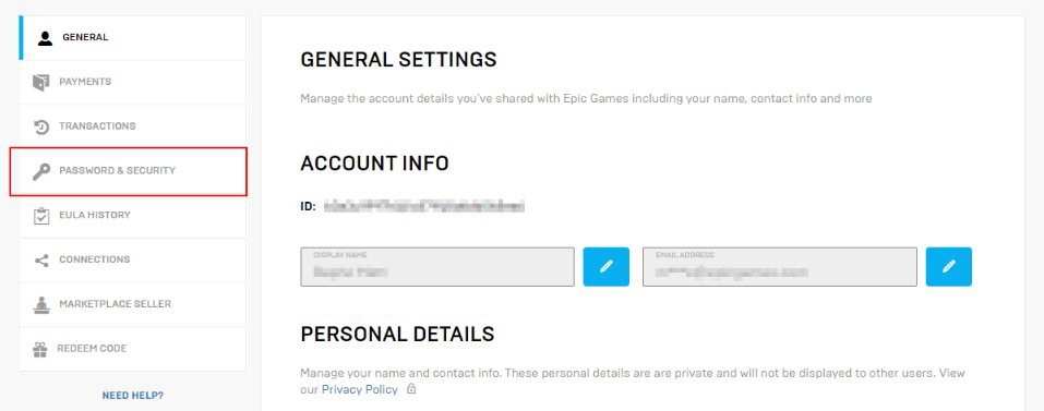 2FA Account Settings