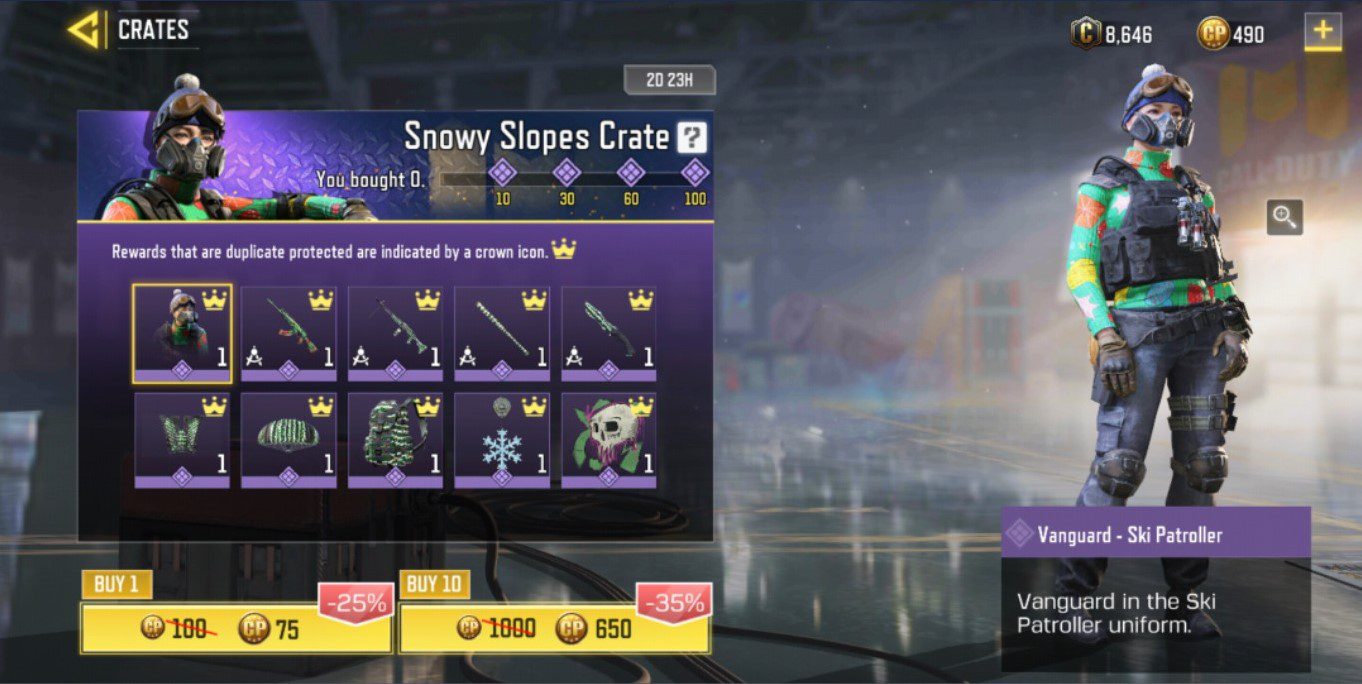 COD: Mobile Snowy Slopes Crate Price and Rewards