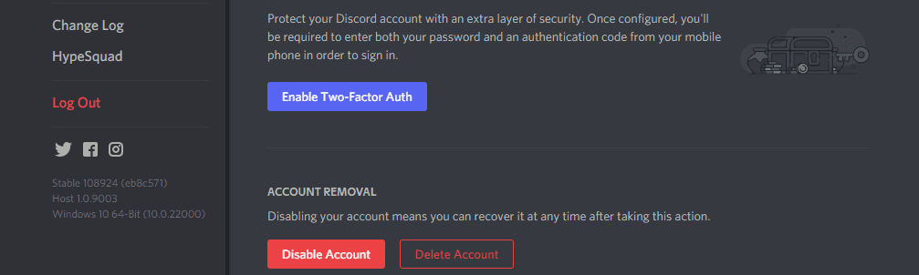 discord logging out