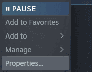 Steam Game Properties