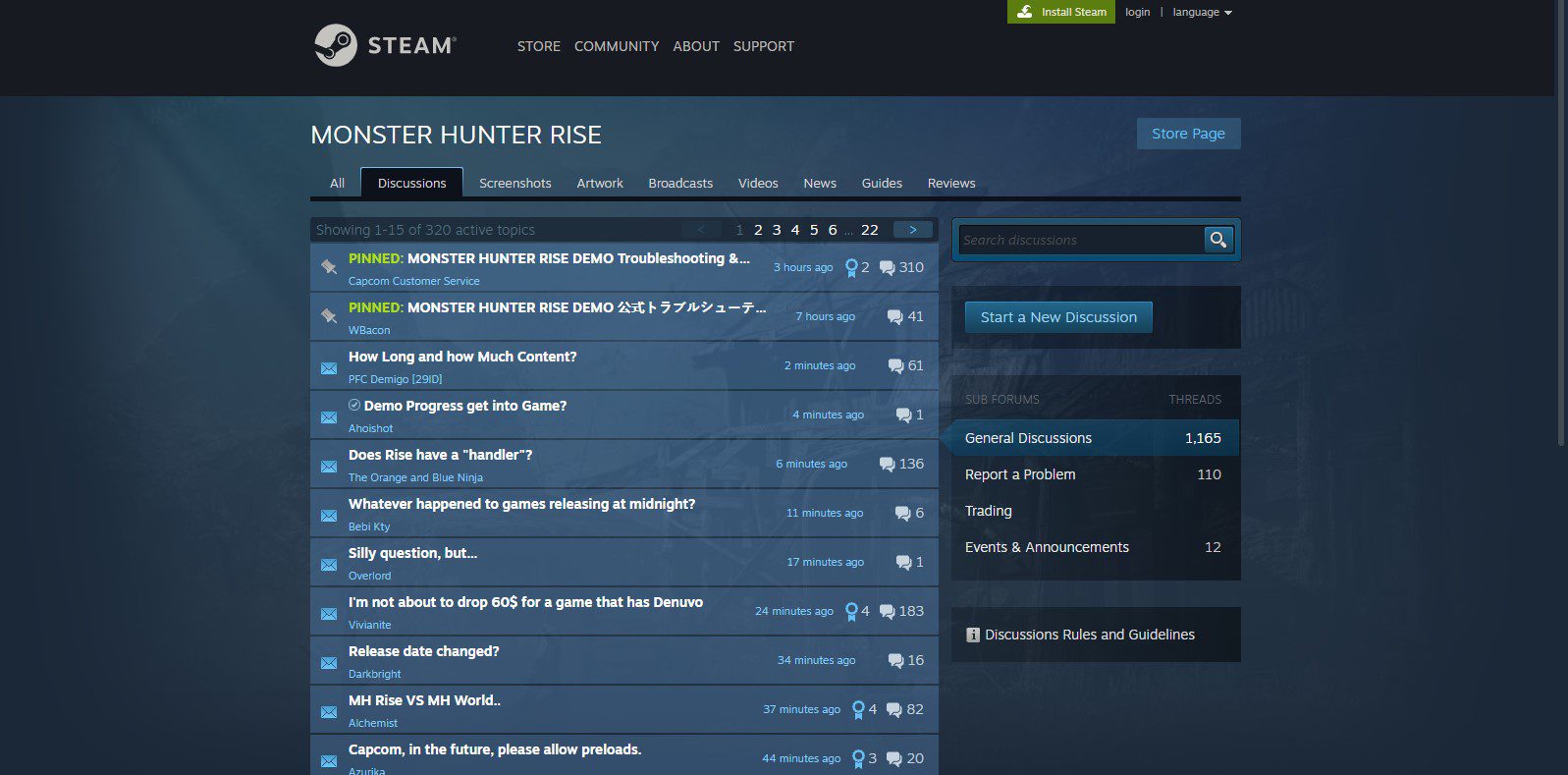 Contact Monster Hunter Rise on Steam Support