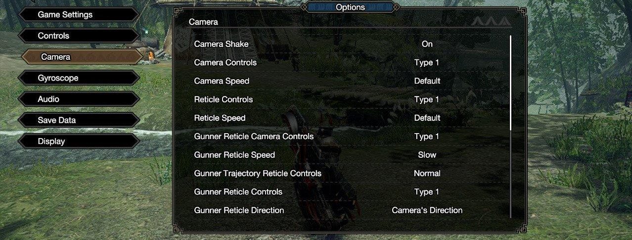 MHR Camera Settings