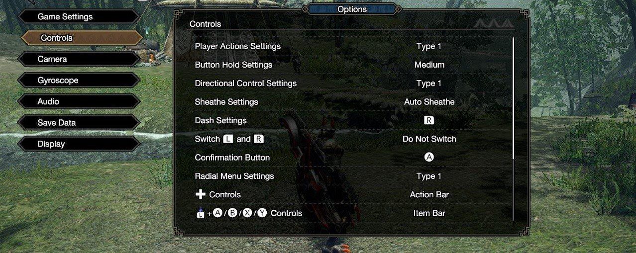 MHR Controls Settings