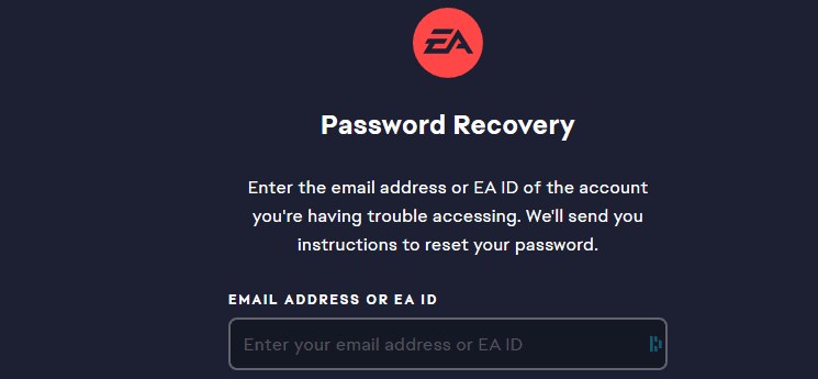 ea recovery password account