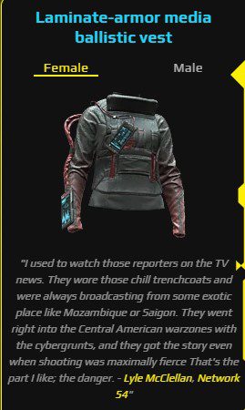 Legendary Outer Torso Armor in Cyberpunk 2077