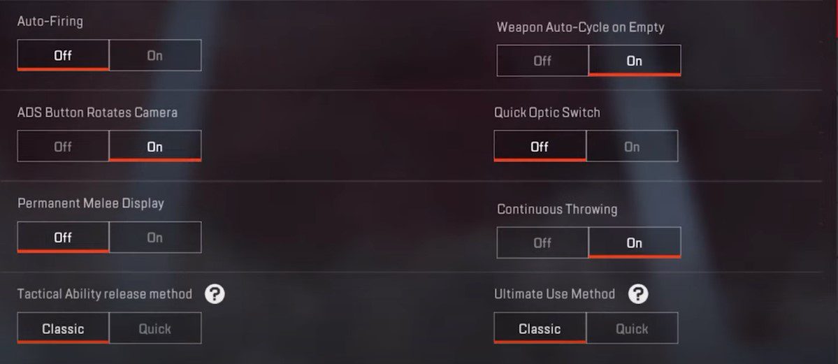 Advanced Firing Settings - Apex Legends Mobile