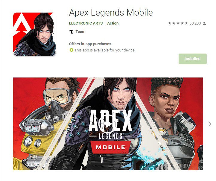 Leave a review on Google Play Store for Apex Legends Mobile