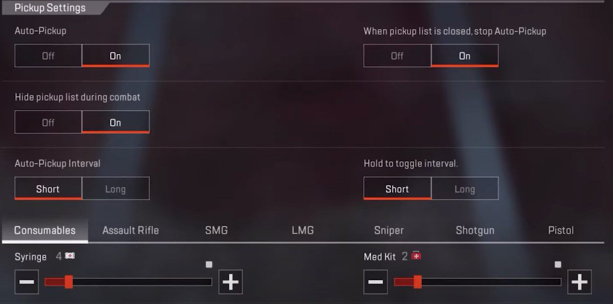 Pickup Settings - Apex Legends Mobile