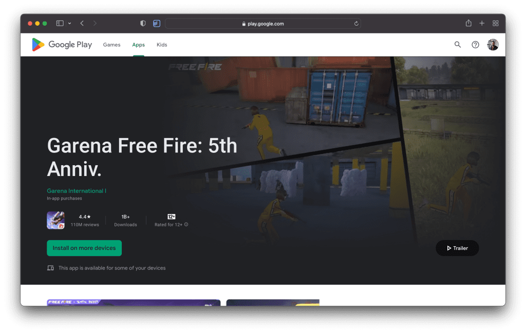 Free Fire Google Play Store