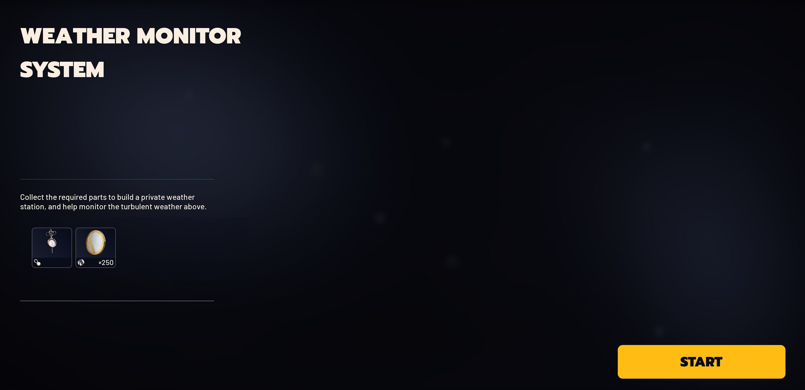 Weather Monitor System reward and stage menu