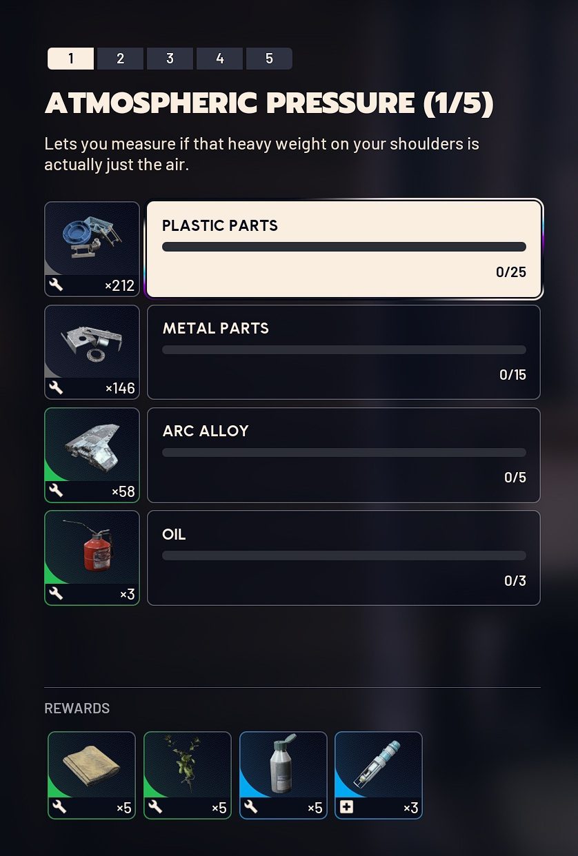 ARC Raiders Weather Monitor System Stage 1 materials